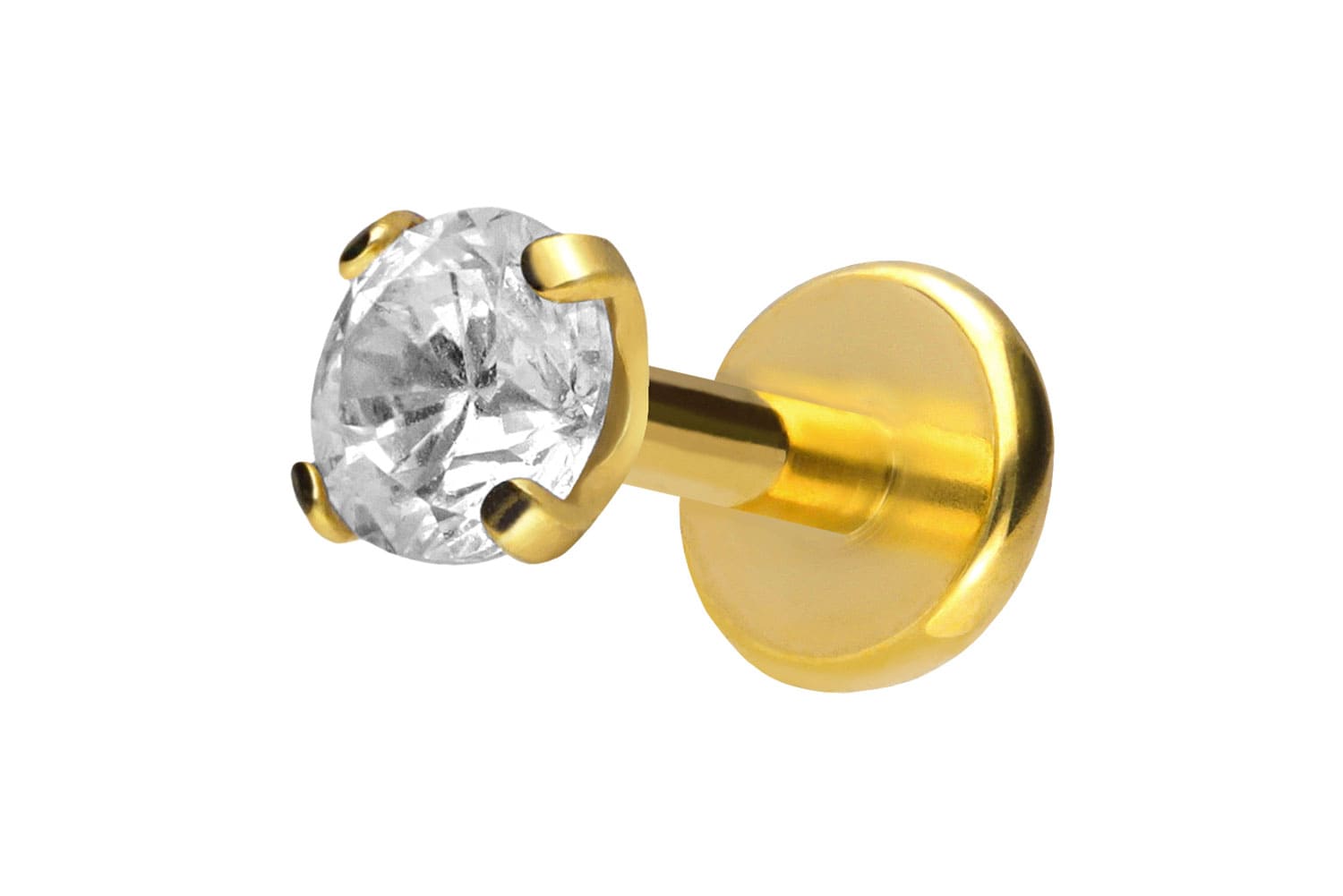 Titan Labret Piercing mit Push Fit EINGEFASSTER KRISTALL